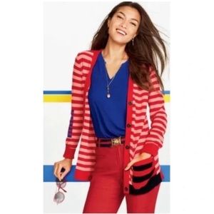 NWT CAbi 5446 Red Striped Picnic Stripe Button Down Cardigan Holiday